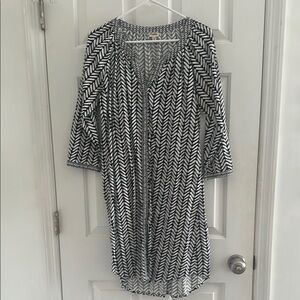 Hatley Black and White V-Neck Raglan Dress